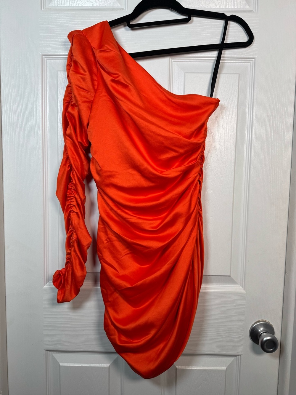 Michael Costello x REVOLVE One Shoulder Ruched Satin Mini Dress S